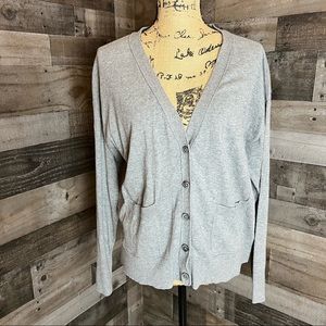 A•new•day gray button down cardigan with pockets